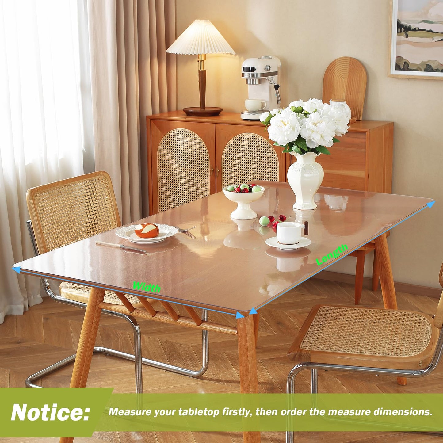 OstepDecor Frosted Clear Table Cover Protector 18 x 60 Inch, 1.5mm Thick Plastic Table Cover, Dining Table Protector Pad, Waterproof & Easy Cleaning PVC Desk Mat for Dresser, Coffee & Wooden Tabletop