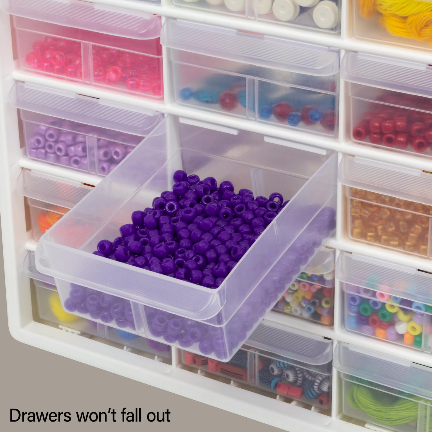 Akro-Mils 24-Drawer Plastic Drawer Storage Cabinet for Garage Organization, Bead Organizer, Building Bricks Storage, Teacher Toolbox, Makeup Organizer, 20" W x 6" D x 16" H, 10124 White