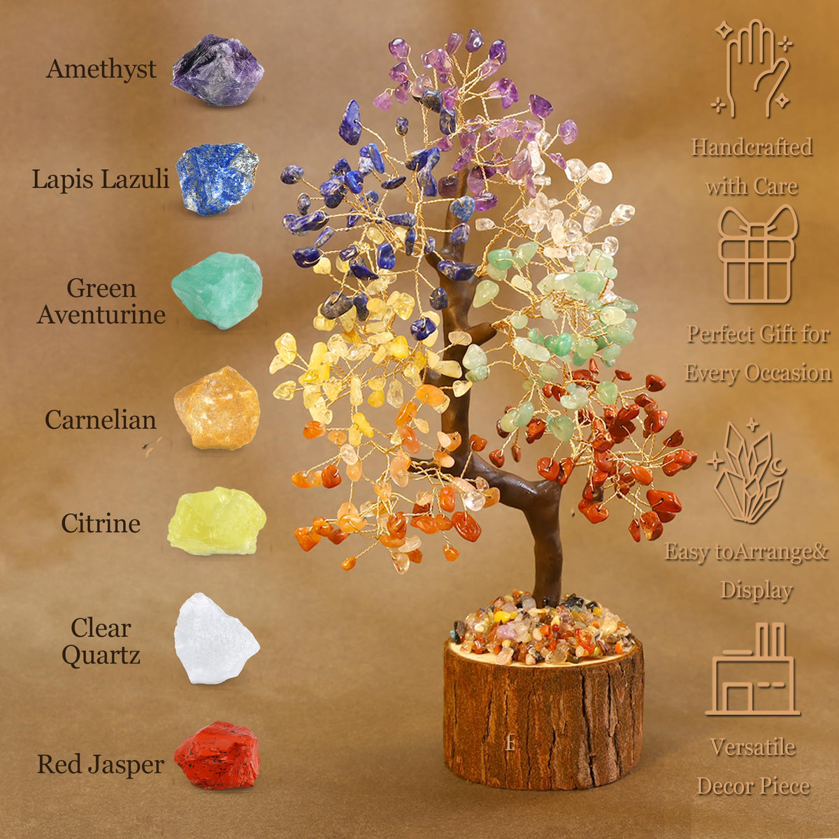 MAIBAOTA 7 Chakra Tree Crystal Tree of Life Decor Birthday Gifts for Women Healing Crystals for Positive Energy Spiritual Gift for Sister and Mom Housewarming Gifts New Home Money Trees Decoration