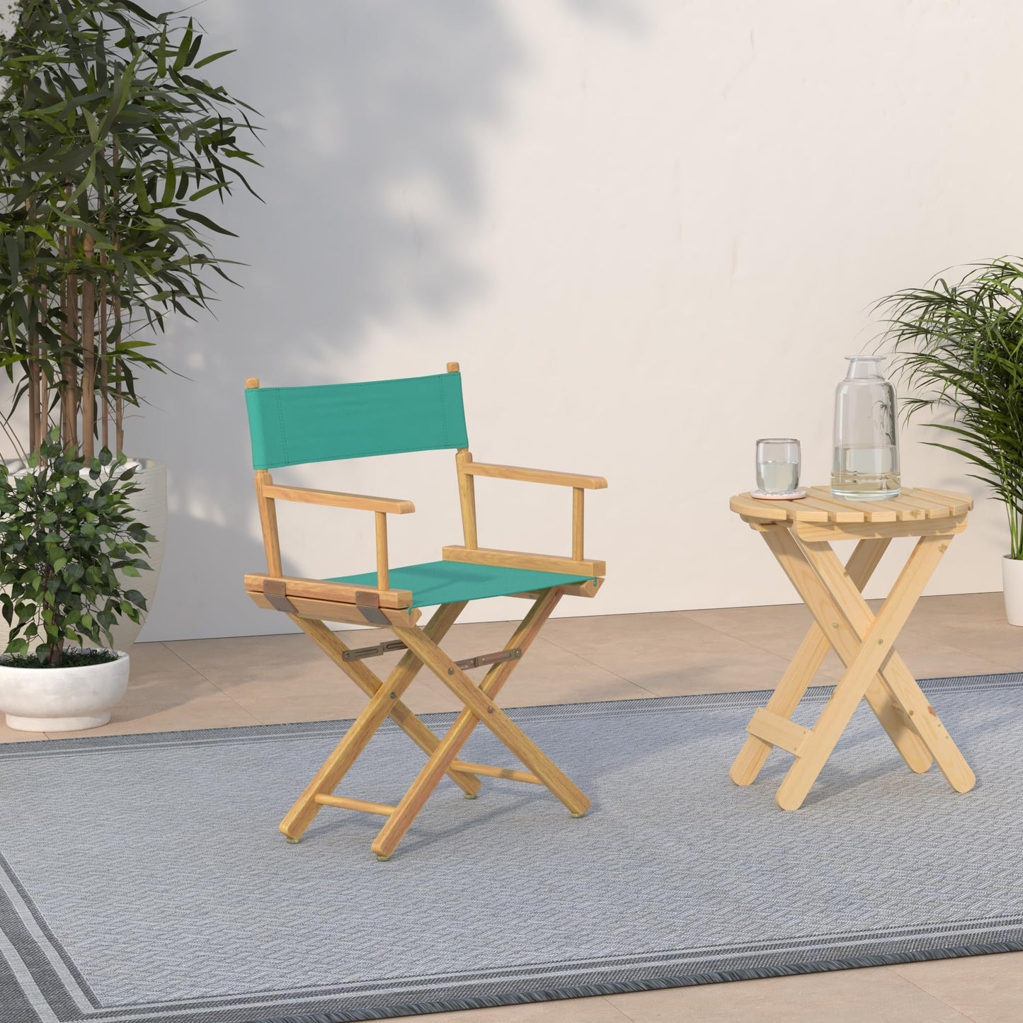 Casual Home 18" Director's Chair Natural Frame with Teal Canvas