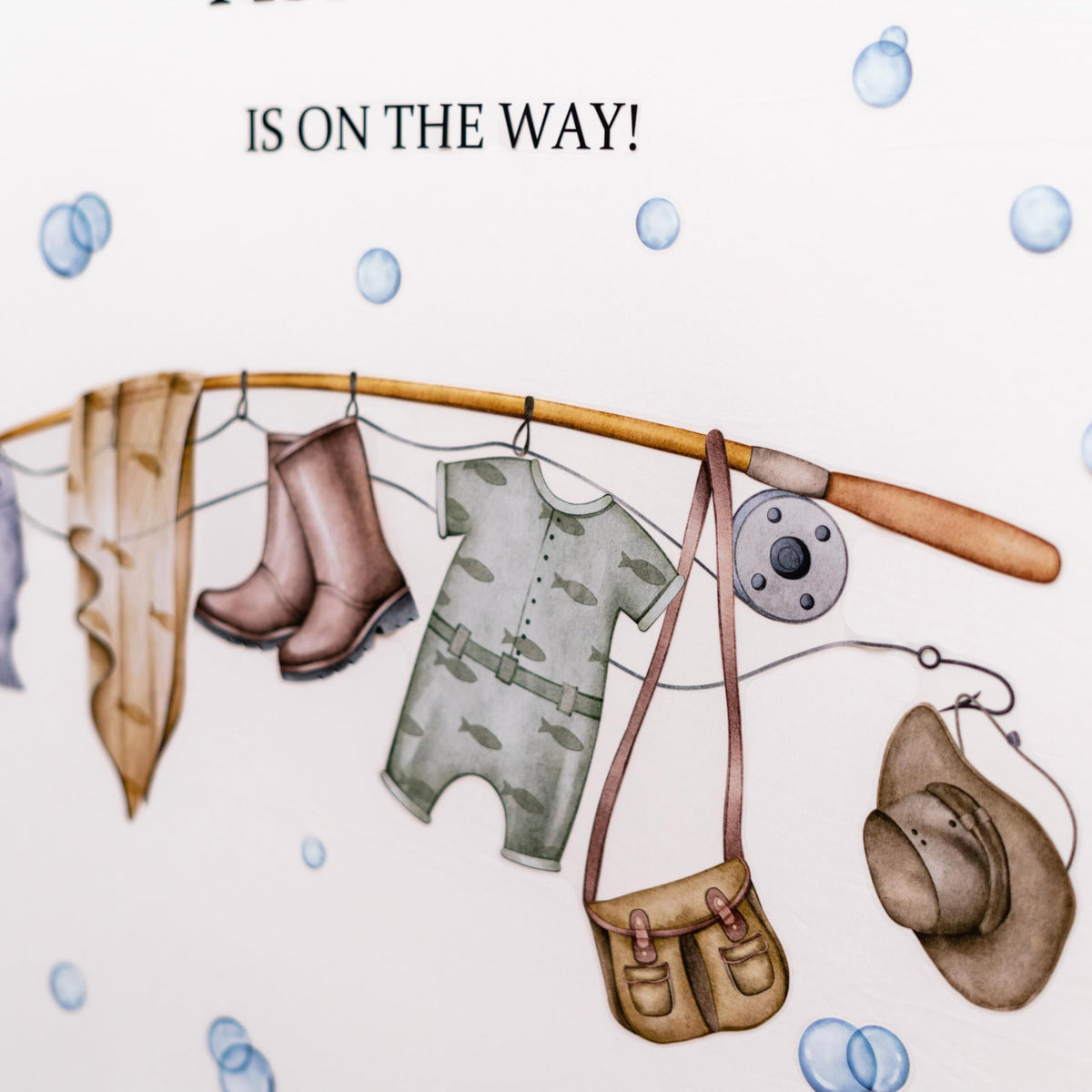 Capiont A Little Fisherman is on The Way Decal -Fishing Baby Shower Decorations,Gone Fishing Baby Shower Party Balloon Arch Stickers for Boys
