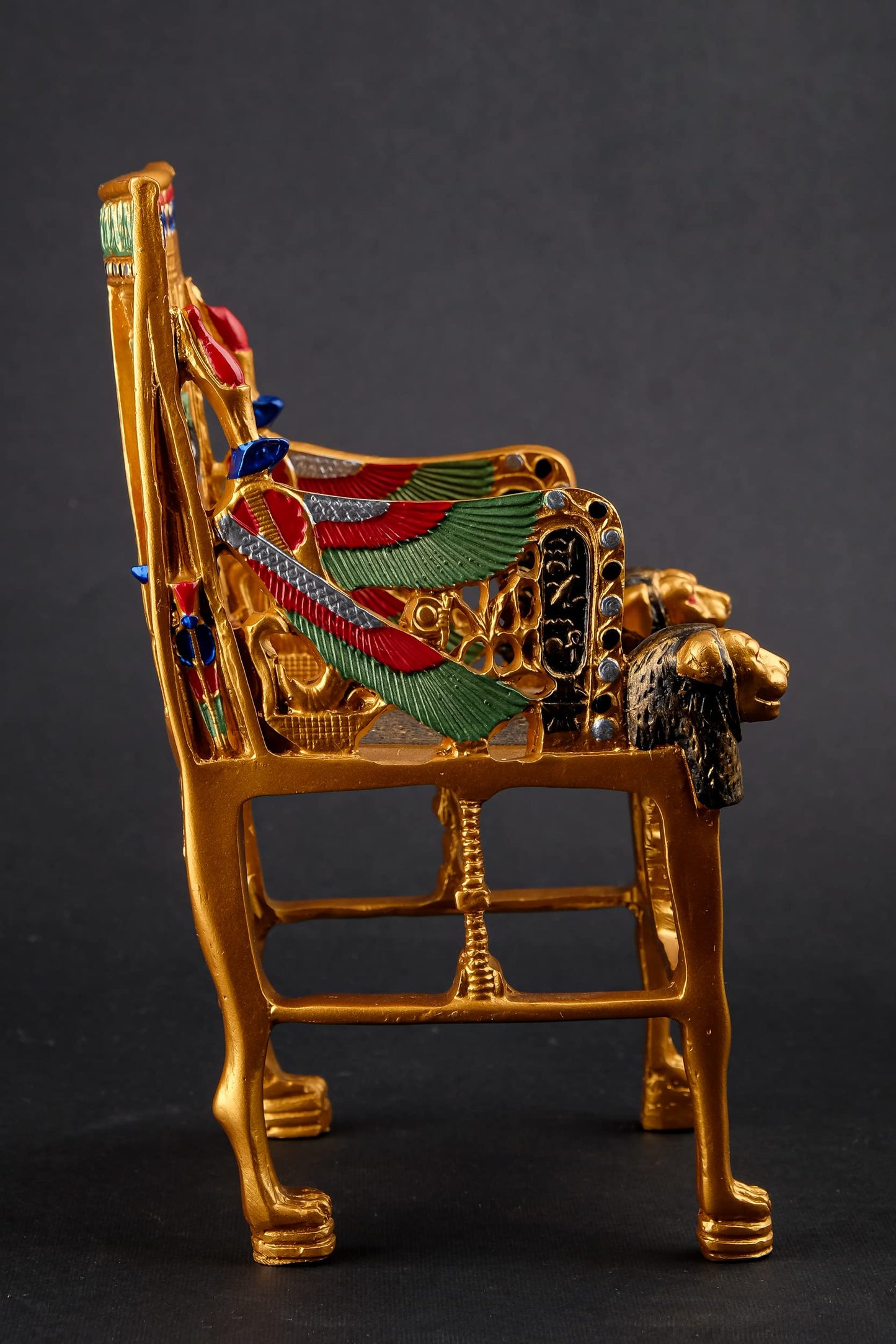 Gorgeous King Tutankhamun Throne - Handmade from Egyptian Stone with The Gold Painting - Replica - Small Size- Made in Egypt