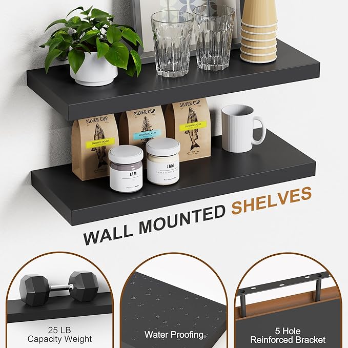 Bellsal Floating Shelves for Wall, Living Room, Bathroom Storage, Book Shelf