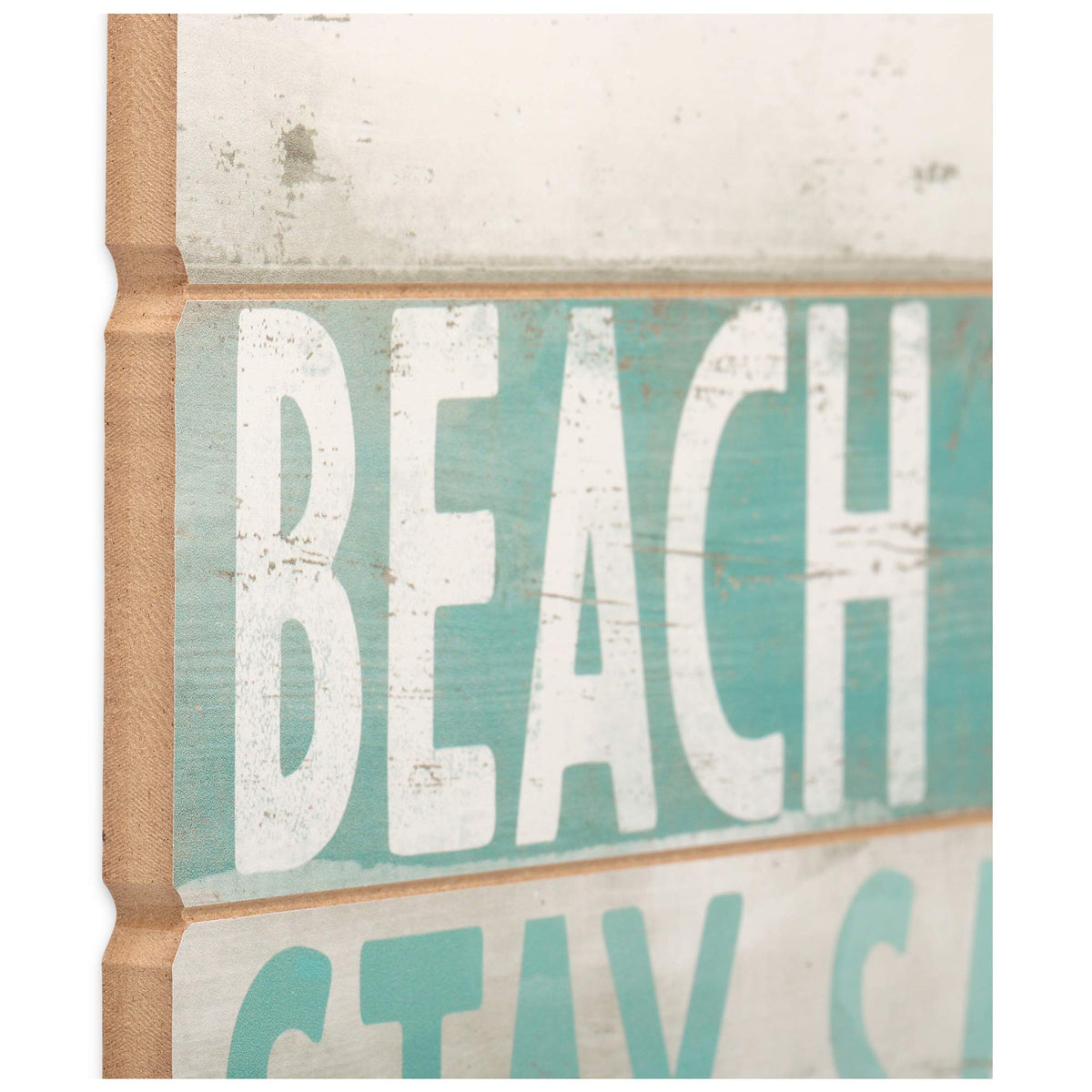 Open Road Brands Beach Life Wood Wall Decor - Distressed Planked Wood Beach Sign For Living Room or Bedroom