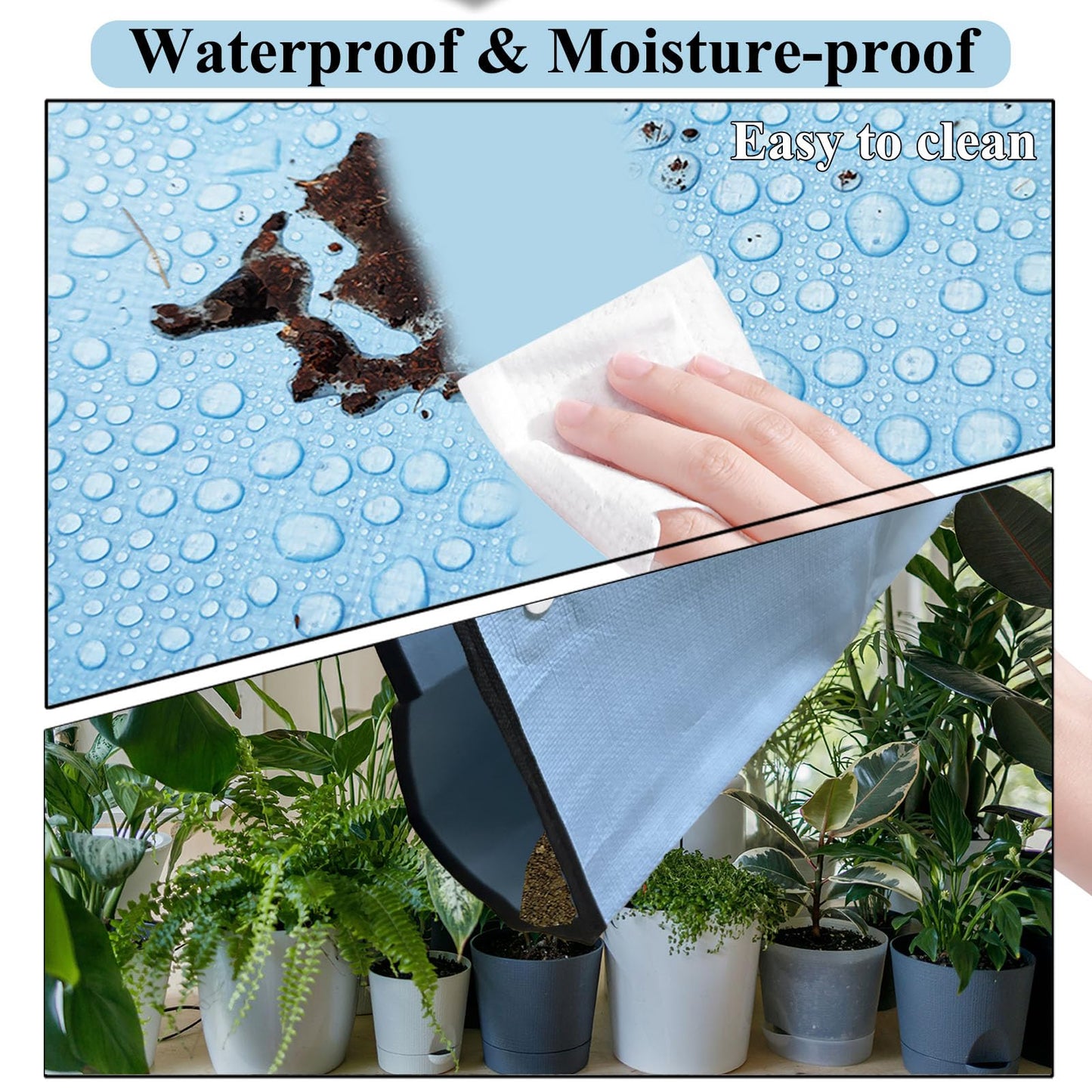 HejVulkan 59" x 39" Extra Large Plant Repotting Mat, Foldable Gardening Mat for Indoor, Transplanting Houseplants, Pot Out, Mix Soil and Mess Control, Gardening Gifts for Women Men Plant Lover(Blue)