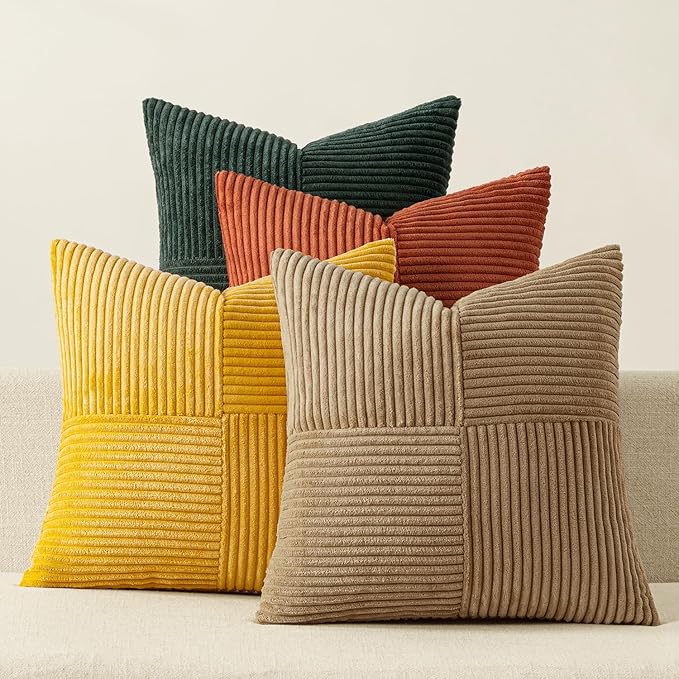 MIULEE Green Rust Throw Pillow Covers 20x20 Inch Set of 4 Boho Farmhouse Soft