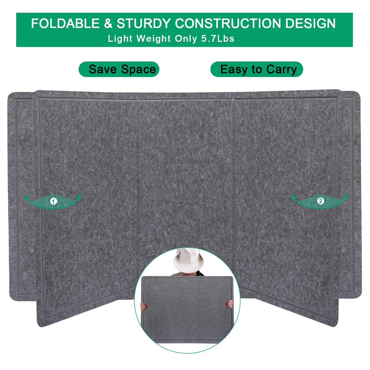Large Bulletin Board - 72 X 48 inches Decorative Felt Pin Board - 6' x 4' Cork Board Alternative for Wall - Foldable Picture Board Self-Adhesive Vision Board Prayer Board with 30 Pushpins - Dark Gray