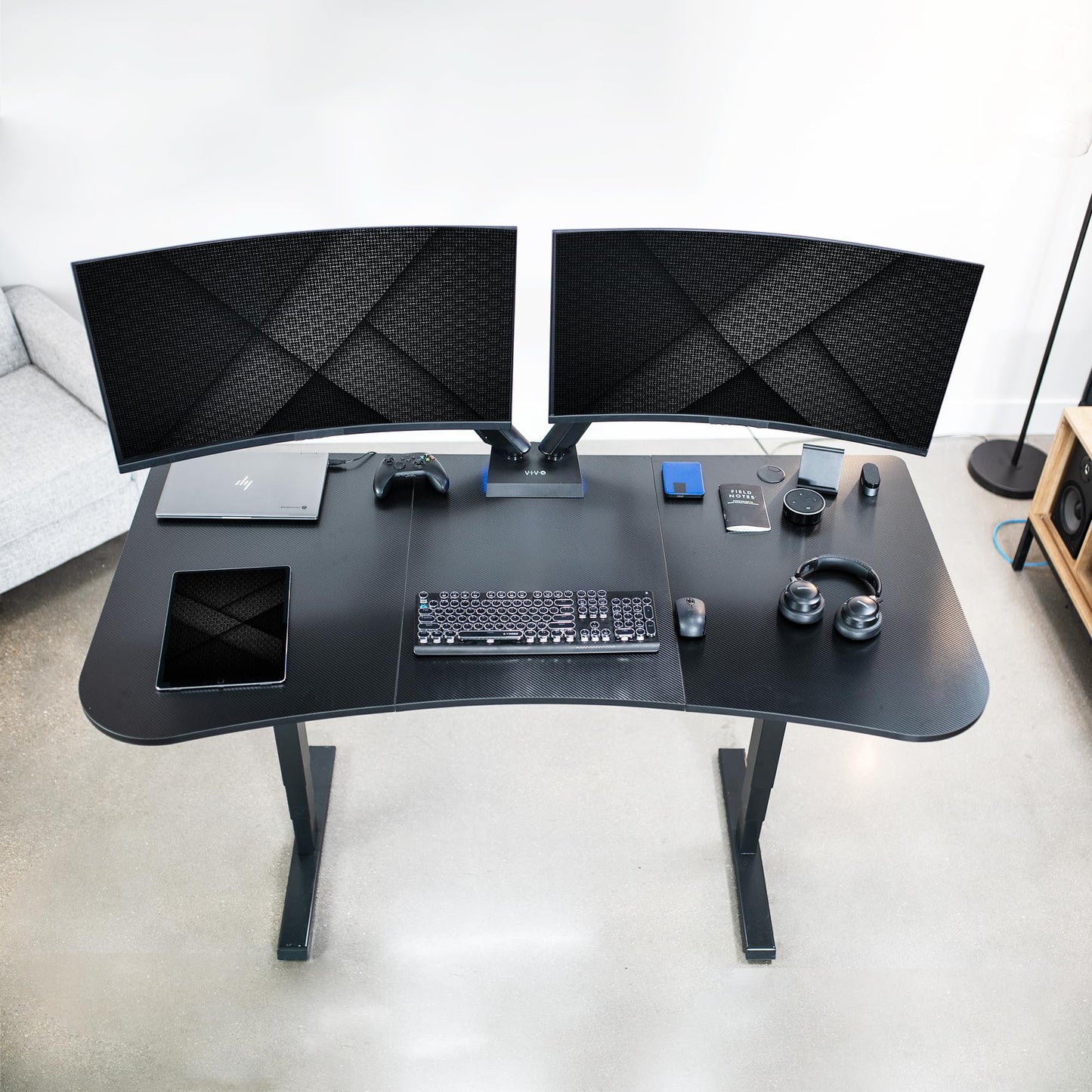 VIVO 63 x 32 inch Universal Table Top for Standard and Sit to Stand Height Adjustable Home and Office Desk Frames, Black Carbon Fiber Desktop, DESK-TOP1R