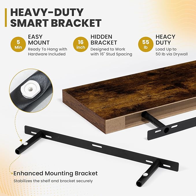 Acovy 30 Inch Floating Shelves, 9.3" Deep Floating Shelf Wall Mounted, Rustic