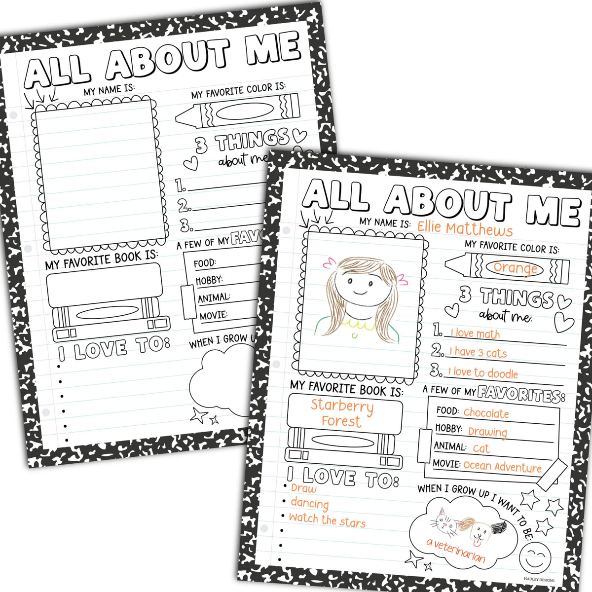 All About Me Posters for Classroom Must Haves - 20 Star Student Poster, 100 Days of School Items, Star of The Week Poster Elementary Classroom Decor, End of School Year Teacher Supplies