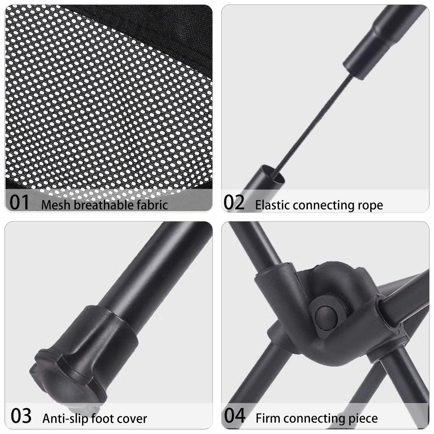 Wind Tour Portable Camping Chair Foldable Outdoor Chair for Hiking Camp Backpacking Lawn Beach Fishing Picnic with Carry Bag (Black-2)