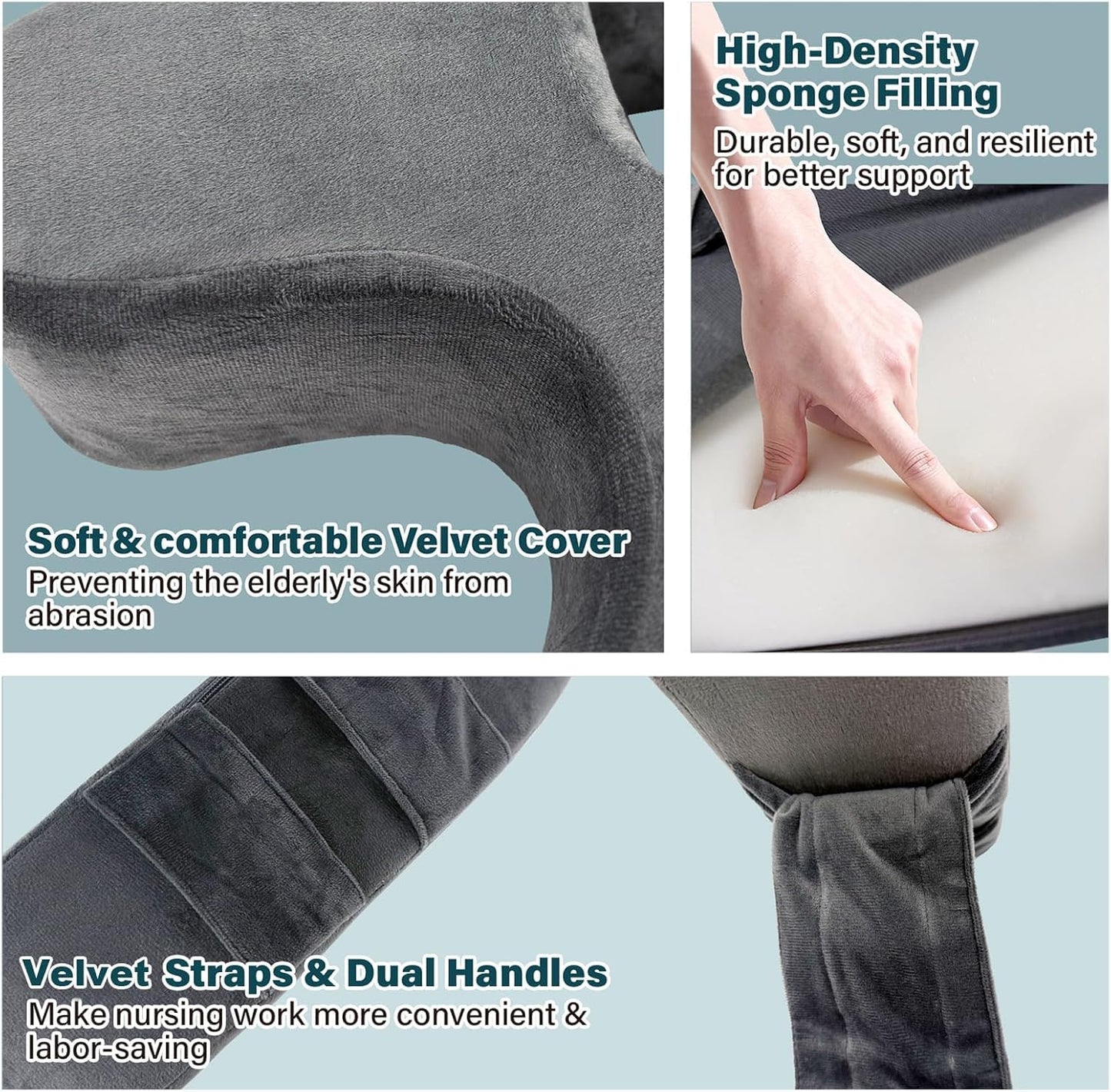 CRAURU Patient Turning Device, U-Shaped Bedridden Turnover Pillow with Strap & Back Support Cushion for Bedsore Pressure Relief, Elderly Nursing Bed Ridden Patient Supplies