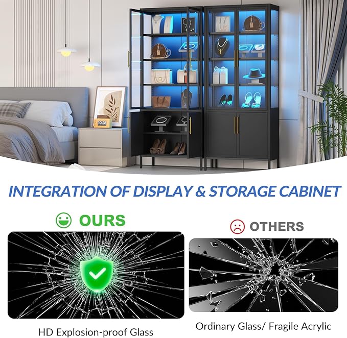 6-Tier Glass Display Cabinet