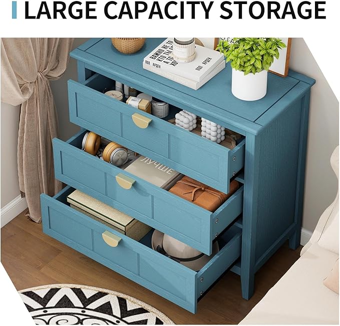 31.5" Accent Storage Cabinets, Modern 3-Drawer Decorative Side Table