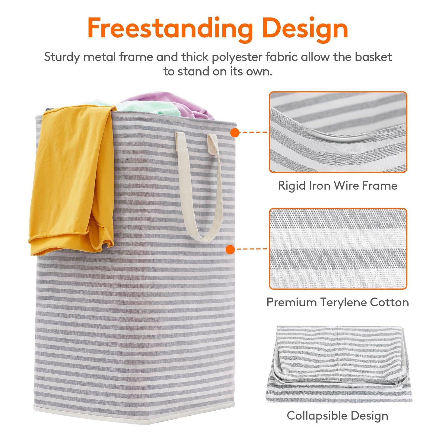 Lifewit 2 Pack Laundry Basket 85L Each, Collapsible Clothes Hamper with Reinforced Handles, Freestanding Waterproof Design for Bedroom and Laundry Room, Grey&Pink 170L Total