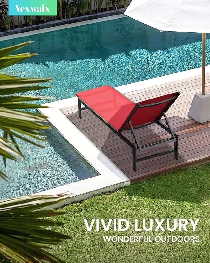 Vexwalx Outdoor Lounge Chair for Pool, Aluminum Chaise Lounge Chairs