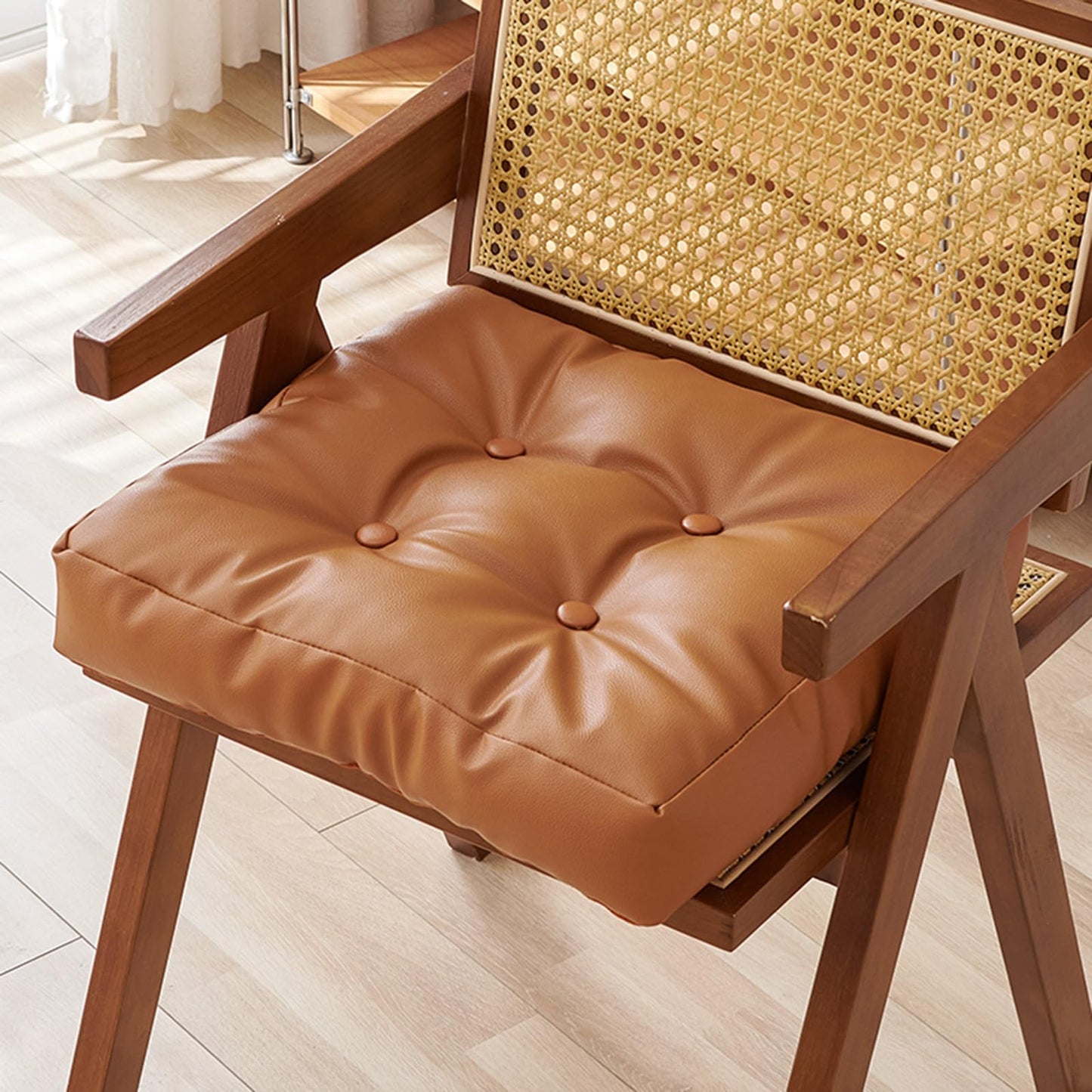 Dual Sided Bench Cushion - Waterproof Faux Leather & Plush Velvet Reversible Seat Pad (16"/18"), Non-Slip Chair Cushion with Handle (6 Colors) (Orange, 18x18x3 Inch (Pack of 1))