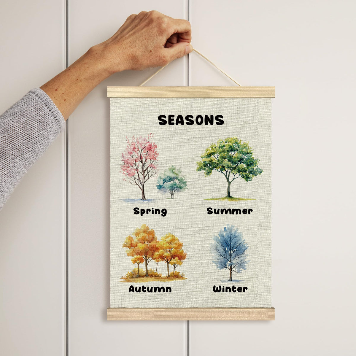 BCUANGD Classroom Wall Decor - Toddlers Kids Wall Art Poster Hanger with Wood Frames Set of 2, Learning Educational Wall Hanging Canvas Decor for Playroom Nursery Toddler Kids Room, 12x16 Inches