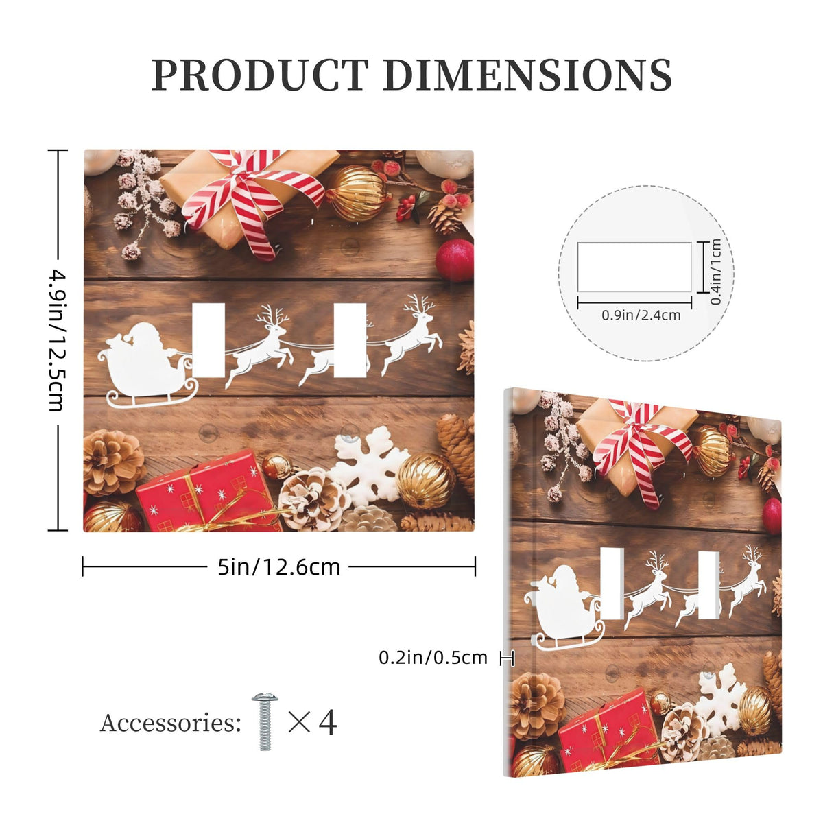 Decorative Art Light Switch Covers Christmas Sleigh & Gifts 2 Gang Double Toggle Wall Plate Decorative Switchcover Electrical Switchplate for Home Decor