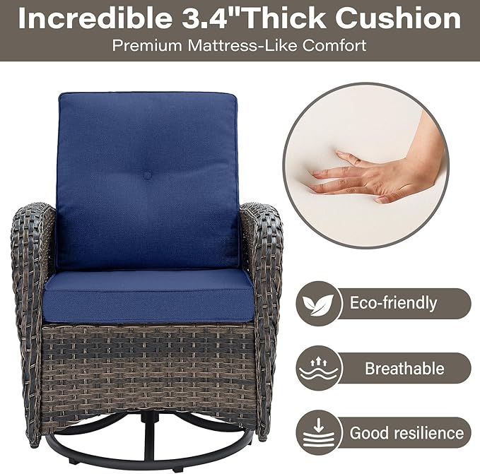 Belord Patio Wicker Chairs Swivel Rocker