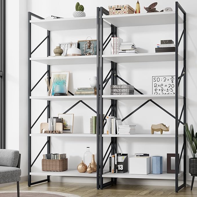 Shintenchi 2-Tier Bookshelf: Tall Industrial Bookcase