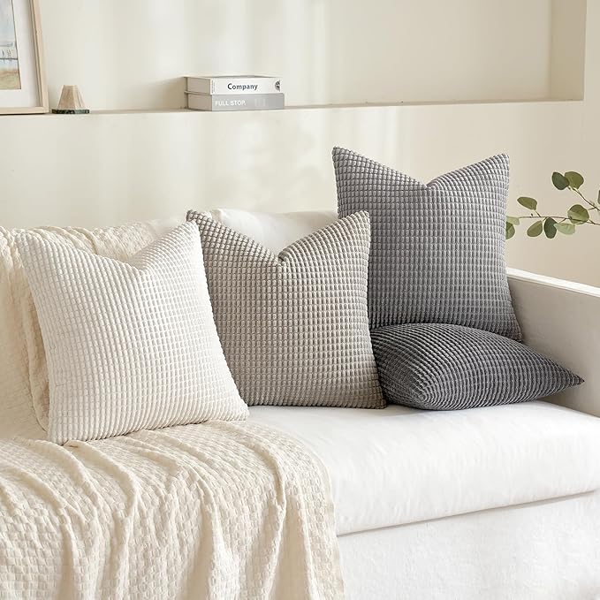 MIULEE Timeless Neutral Pillow Covers 18x18 Inch Set of 4 Mid Century Modern