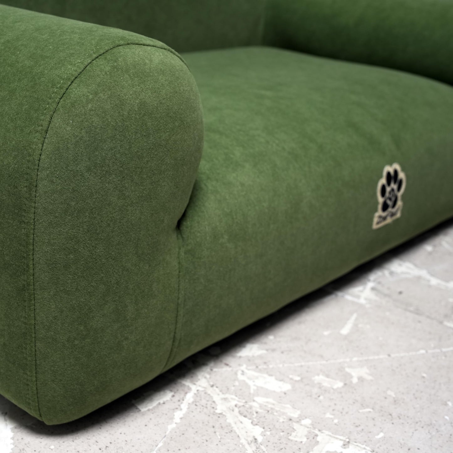 ZoeFleur 2-in-1 Human & Pet Shared Dog Sofa, Solid Pine Wood Frame with High Resilience Foam, Indoor Pet Furniture(Dark Green)