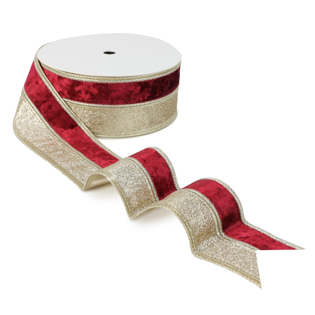 DINDOSAL Burgundy Velvet Wired Ribbon, 2.5 Inch x 10 Yards