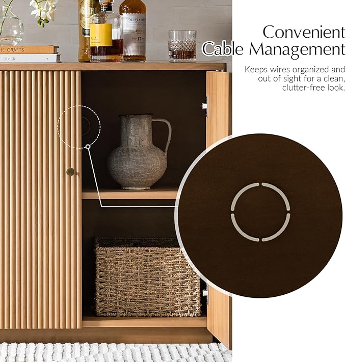 HULALA HOME Solid Wood Sideboard Buffet Cabinet Set of 2