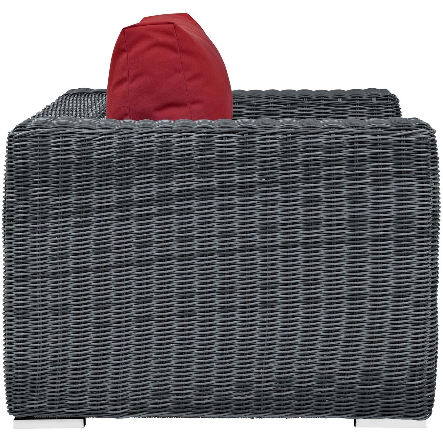 Modway Summon Wicker Rattan Outdoor Patio Sunbrella Armchair in Canvas Red