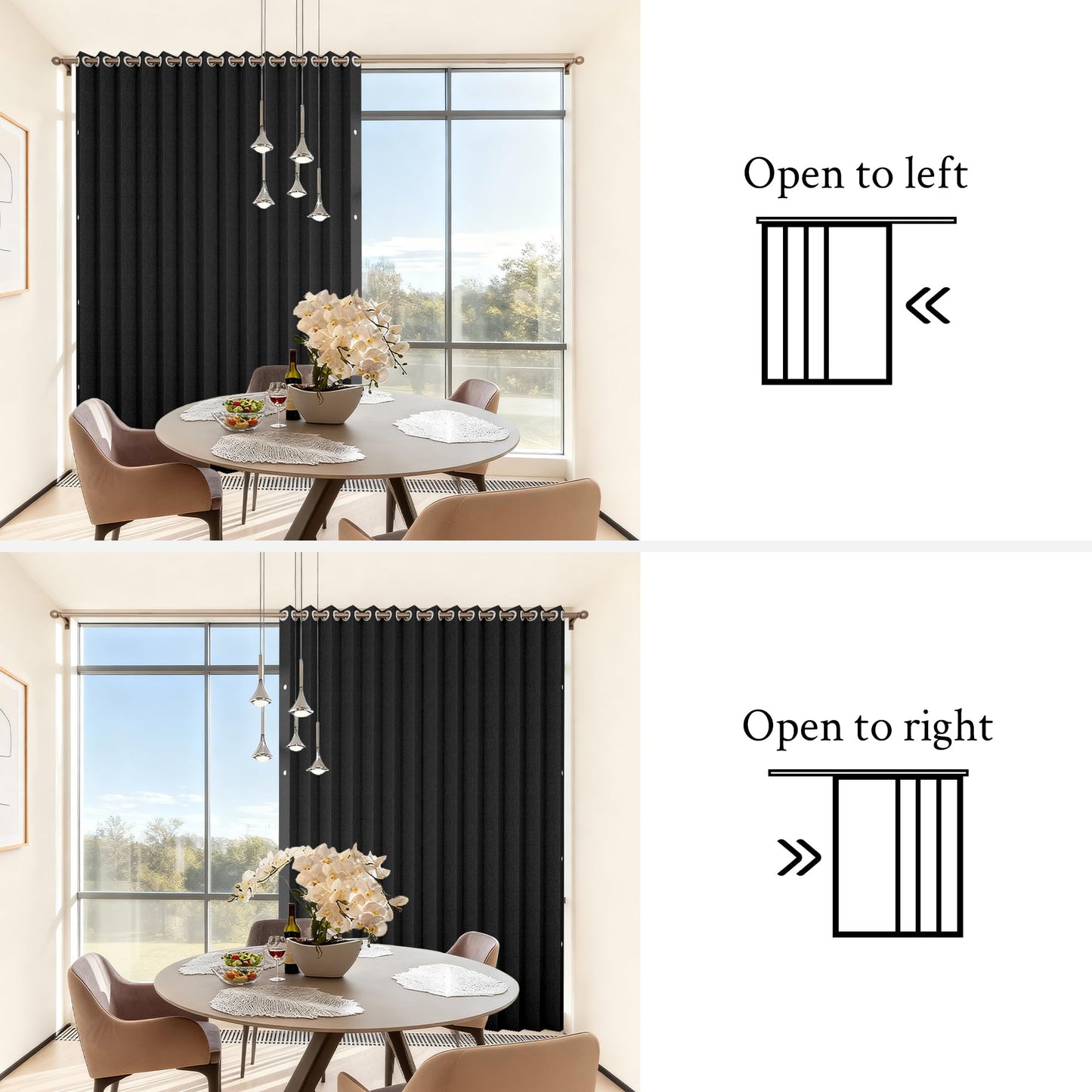 HMYI Vertical Privacy Shades, Memory Trained Pinch Pleated Vertical Drape Suit for 78 Width Open Cover, 1 Panel, W100 x L84, Black