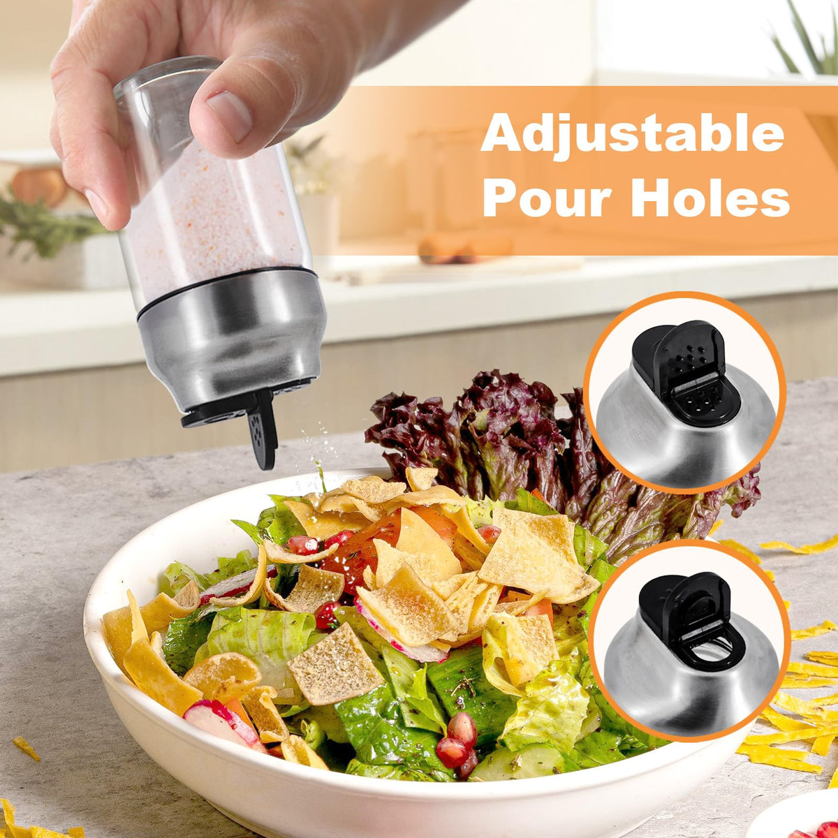 Aelga Glass Sugar Dispenser with Pour Spout + Salt and Pepper Shakers Set