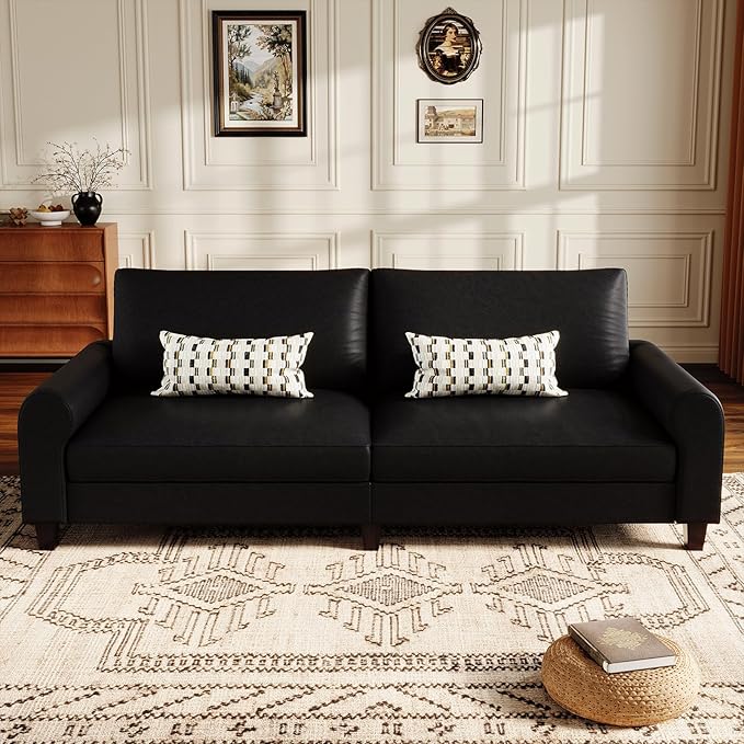 EASE MOOSE 70.6" Faux Leather Loveseat Sofa, Deep Seat Waterproof and