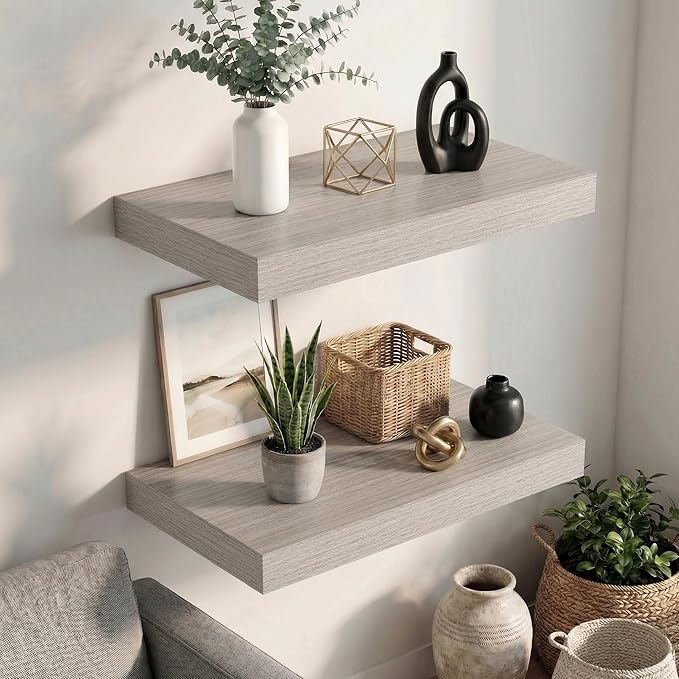 Dreamland Floating Shelves 24inch, 2 Pack Rustic Wooden Wall Shelves, Wall