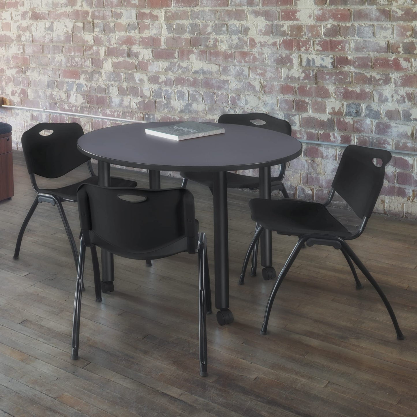 Regency M Black Stack Chairs 4-Pack – Durable Plastic Stackable Chairs with Metal Frame, Lightweight & Easy-Clean Seating for Offices, Cafeterias & Breakrooms