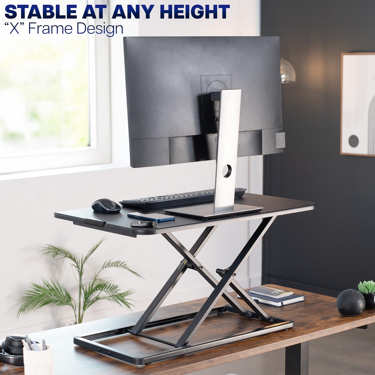 VIVO Black 29 inch Single Top Standing Desk Converter, DESK-V000U