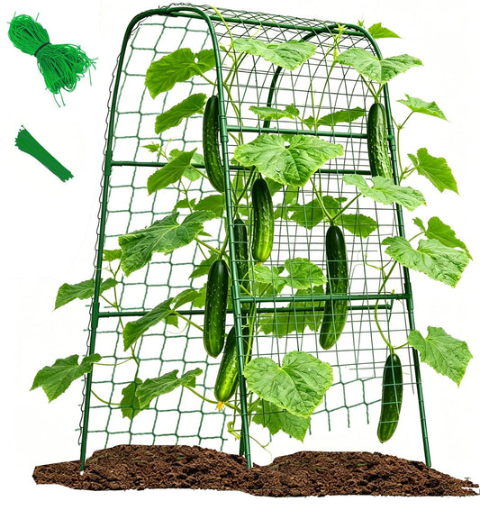 U-Shape Cucumber Trellis for Raised Bed, Garden Trellis for Climbing Plants Outdoor, Metal Arch Plant Support, Vegetables Trellis for Squash Grape Pea Bean Vines Flower 47x15.7in