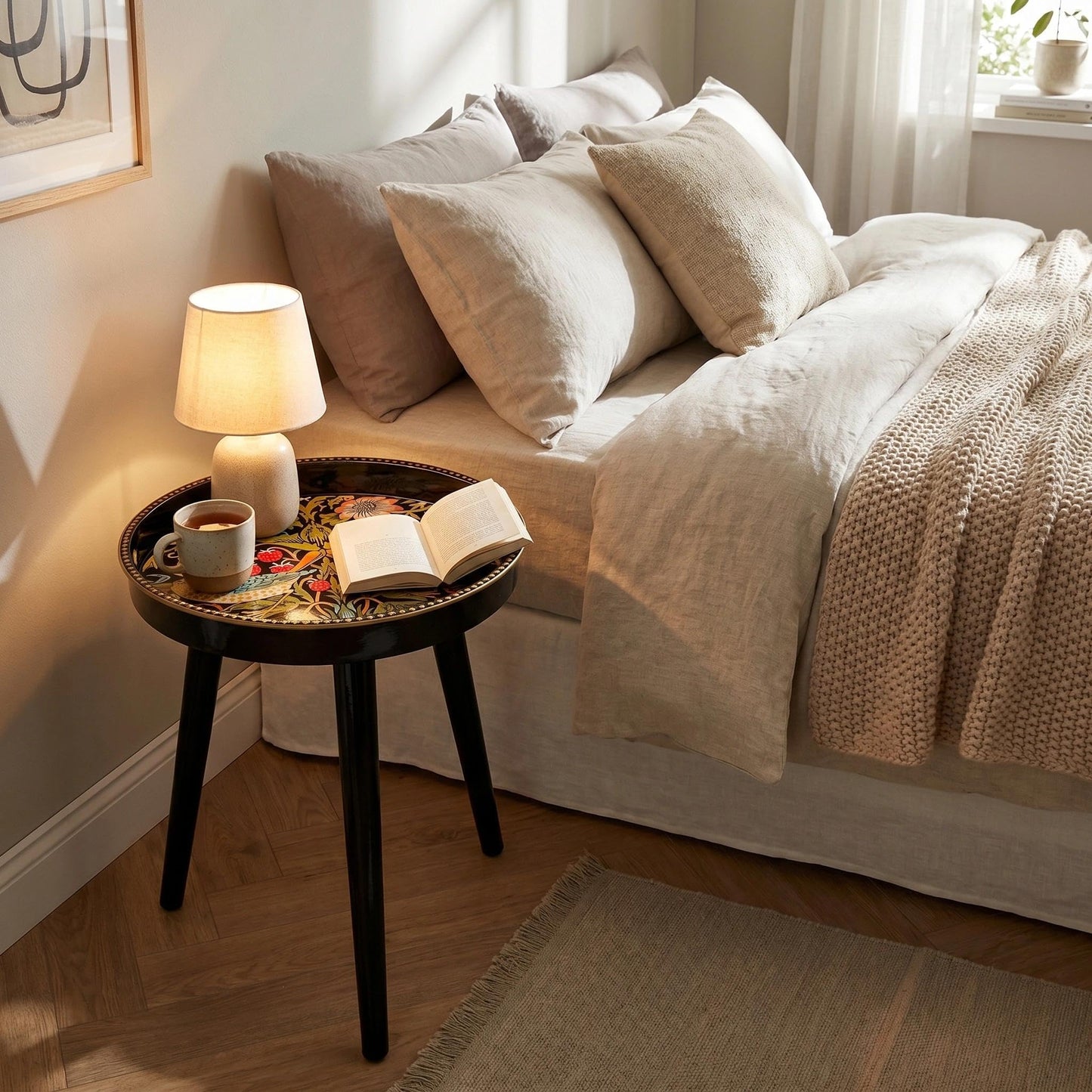 Zosenley Round Indoor Side Tables with Detachable Wooden 3 Legs, Versatile Tray Table, Perfect for Round Coffee Table Tea, and Relaxation Time 17.7 Inch (Strawberry)