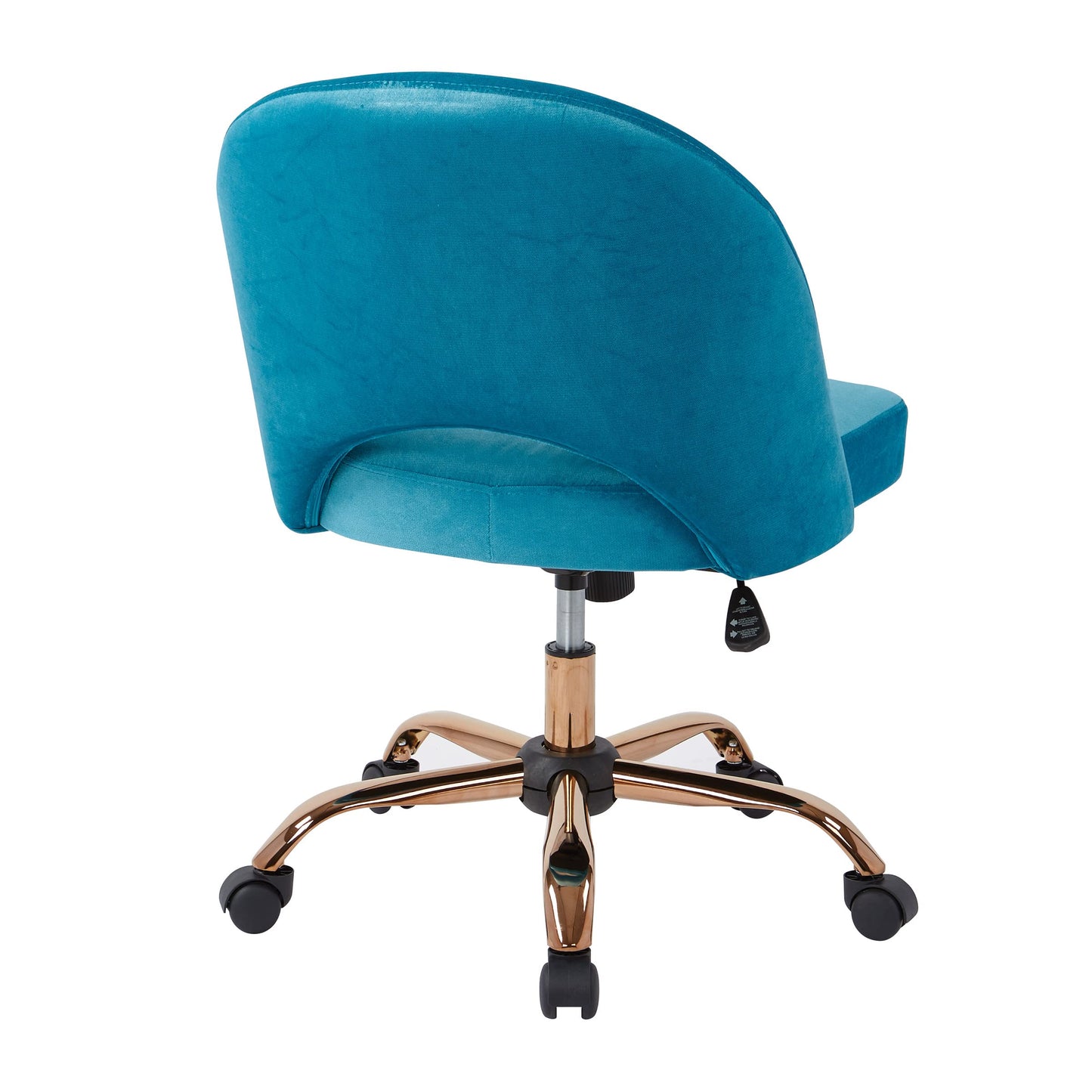 OSP Home Furnishings Lula Adjustable Plush Office Desk Chair with 5-Star Base, Rose Gold with Cruising Fabric