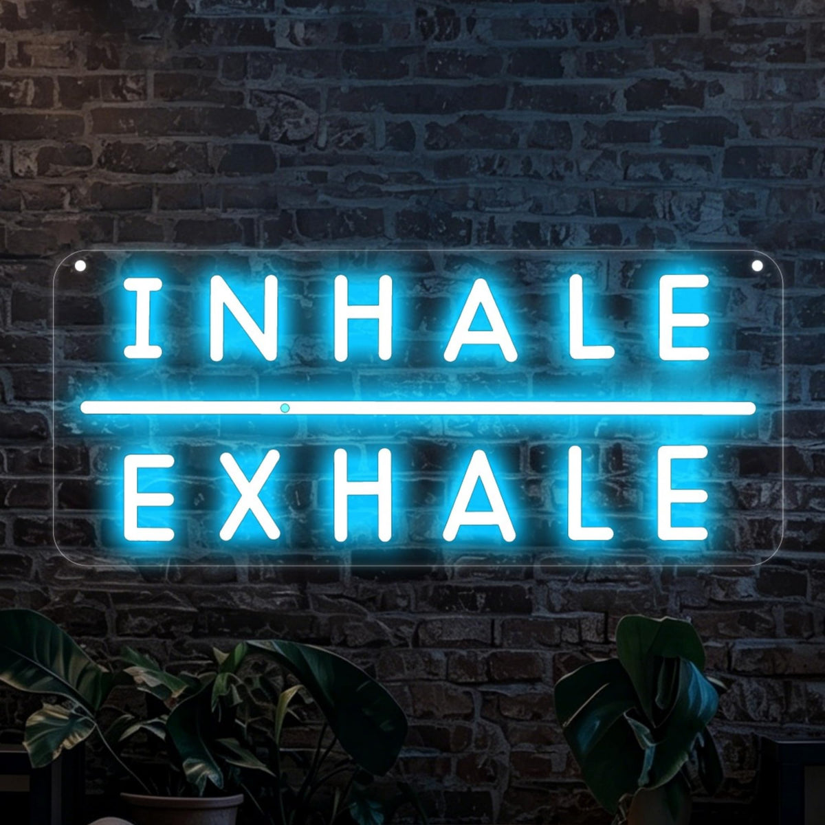 Inhale Exhale LED Neon Sign, USB Dimmable Neon Wall Decor for Yoga Studio, Meditation Room, Bedroom, Gym, Spa, Wellness Space, and Home Studio, Reading Room, Pilates Gift, Aesthetic Neon Sign Wall Quote-Ice Blue/Warm White-16.4" x 7"