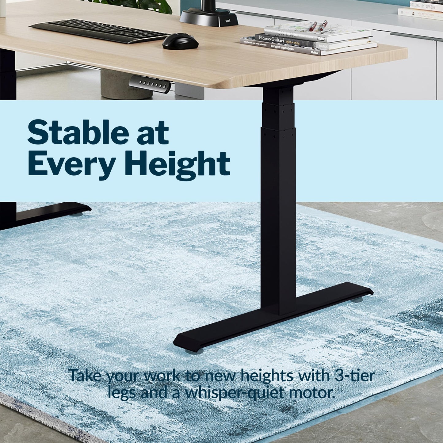 Vari ComfortEdge 72x30 Inch Adjustable Electric Standing Desk – Sit Stand VariDesk with Memory Presets, Sloped Edge, 180 LB Capacity + Tool-Free Assembly (Light Wood Top/Black Legs)