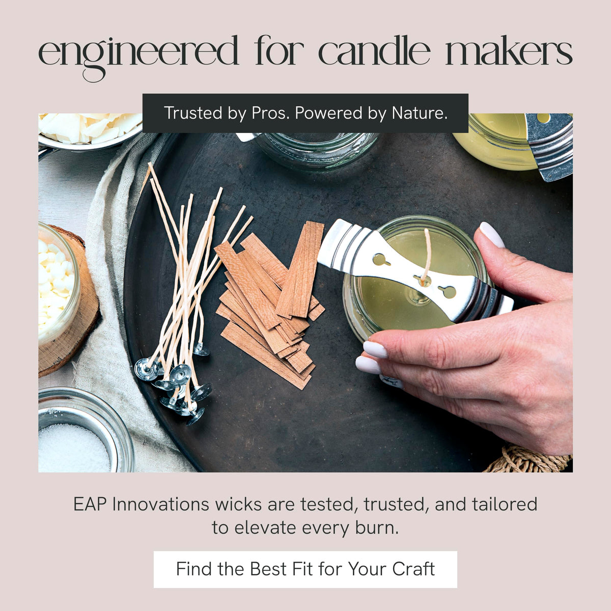 EAP Innovations 6" Eco Candle Making Wicks, Self-Trimming Design, Coreless Cotton Wicks for Candle Making, Ideal for DIY, Ideal for Low Melt-Point Waxes, Size ECO-12, Pack of 100