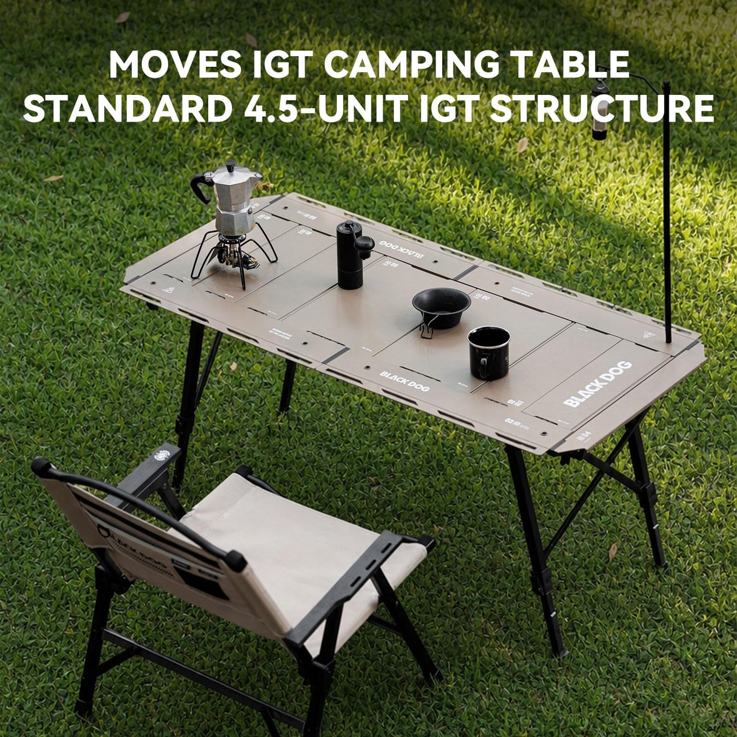 Grkod BLACKDOG 4.5U IGT Camping Table, Folding Portable Camp Table, Adjustable Height Aluminum Portable Table with Carry Bag for Outdoor, Pictic, Patio and Backyard 48.8" L x 22.8" W, Desert Sand