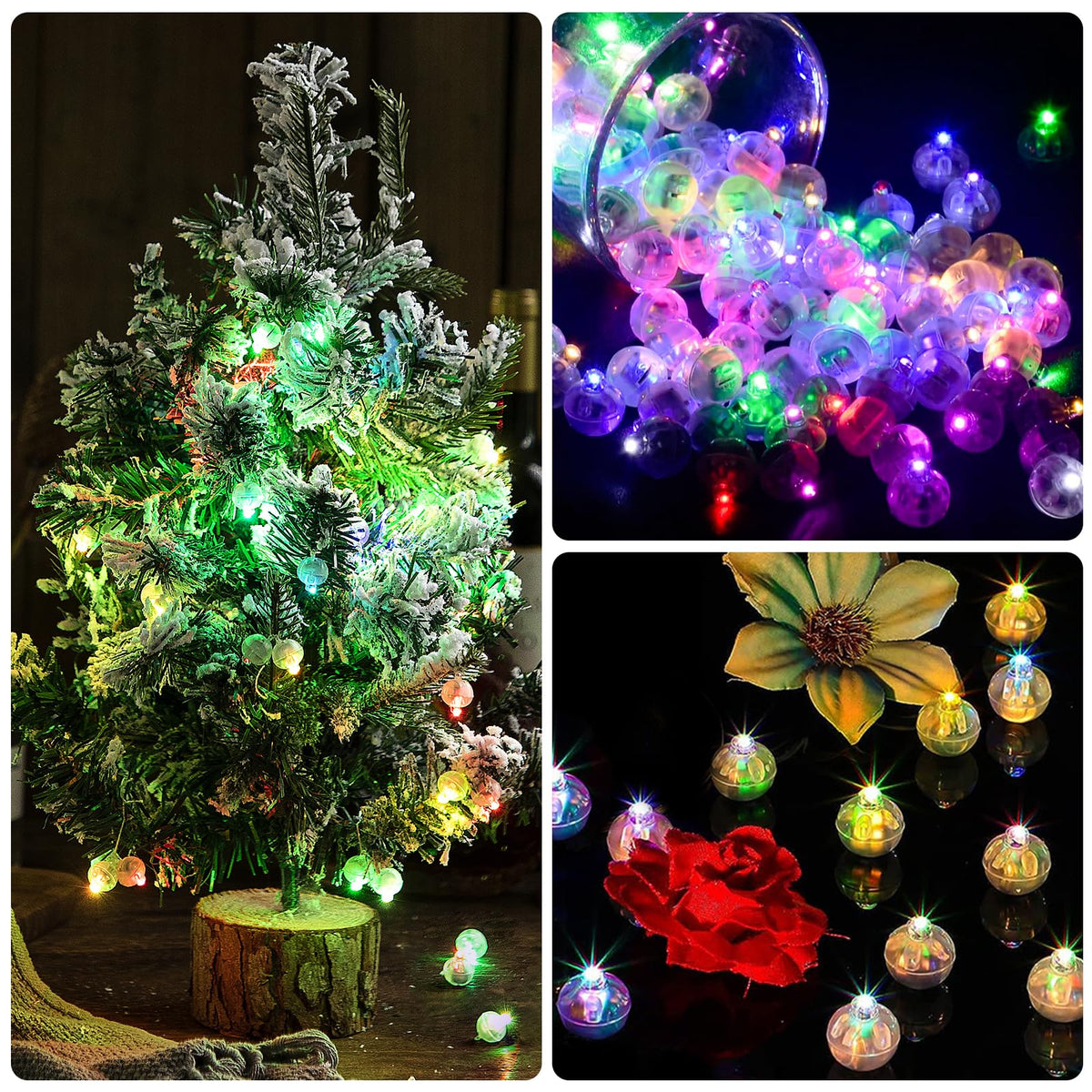 FWYWNL 100pcs Balloon Lights,Round LED Ball Lamp for Latex Balloon Paper Lantern Party Wedding Festival Christmas Halloween Decorative，Long Standby Time Waterpro of Mini Light (Warm White)