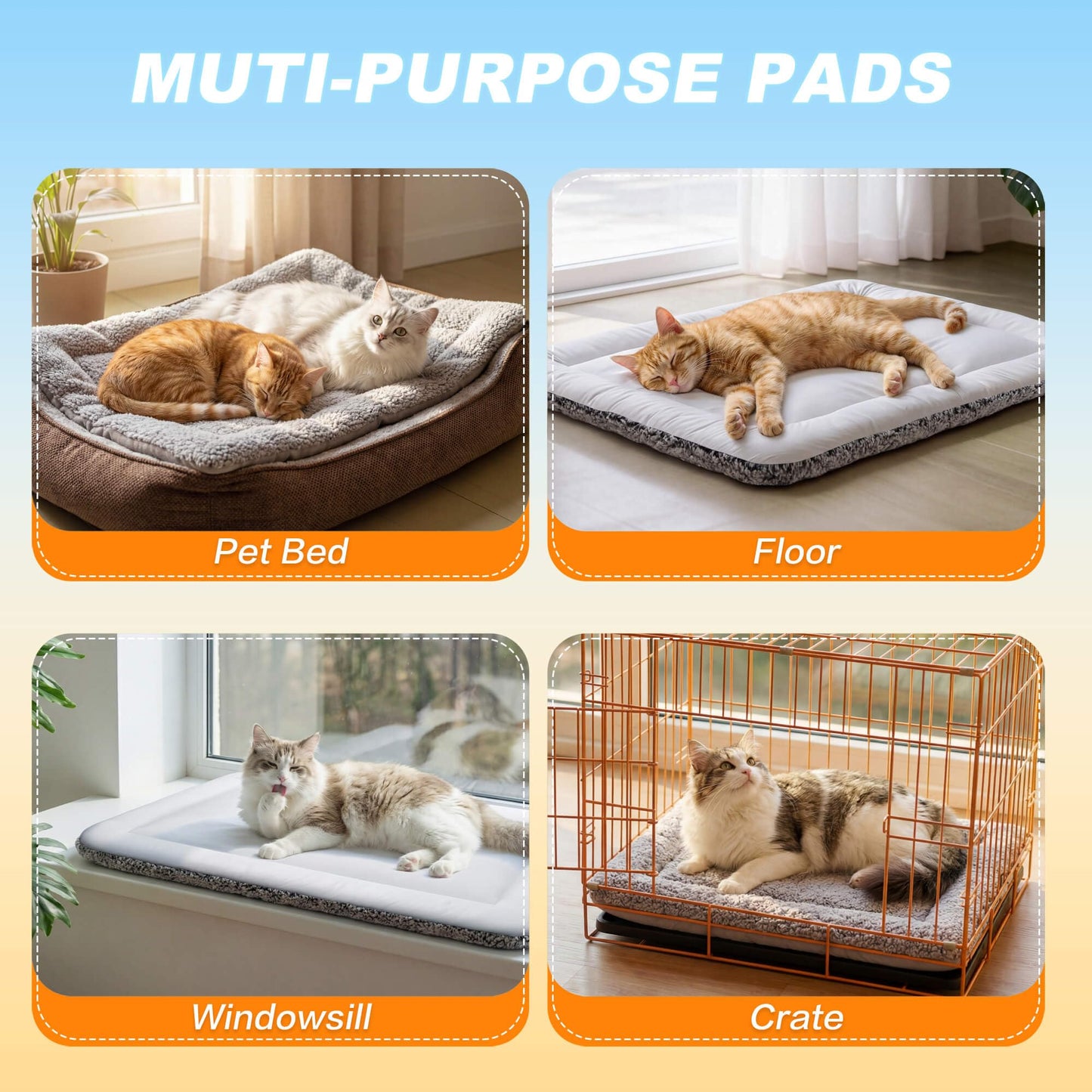 Cat Cooling Mat, Self Warming Cat Bed, Reversible Warm & Cooling Cat Bed, Winter Warm Cat Pad & Summer Cooling Cat Mat for Kittens & Small Dogs, Perfect for Crates, Beds & Sofas, Gray, 18" x 24"