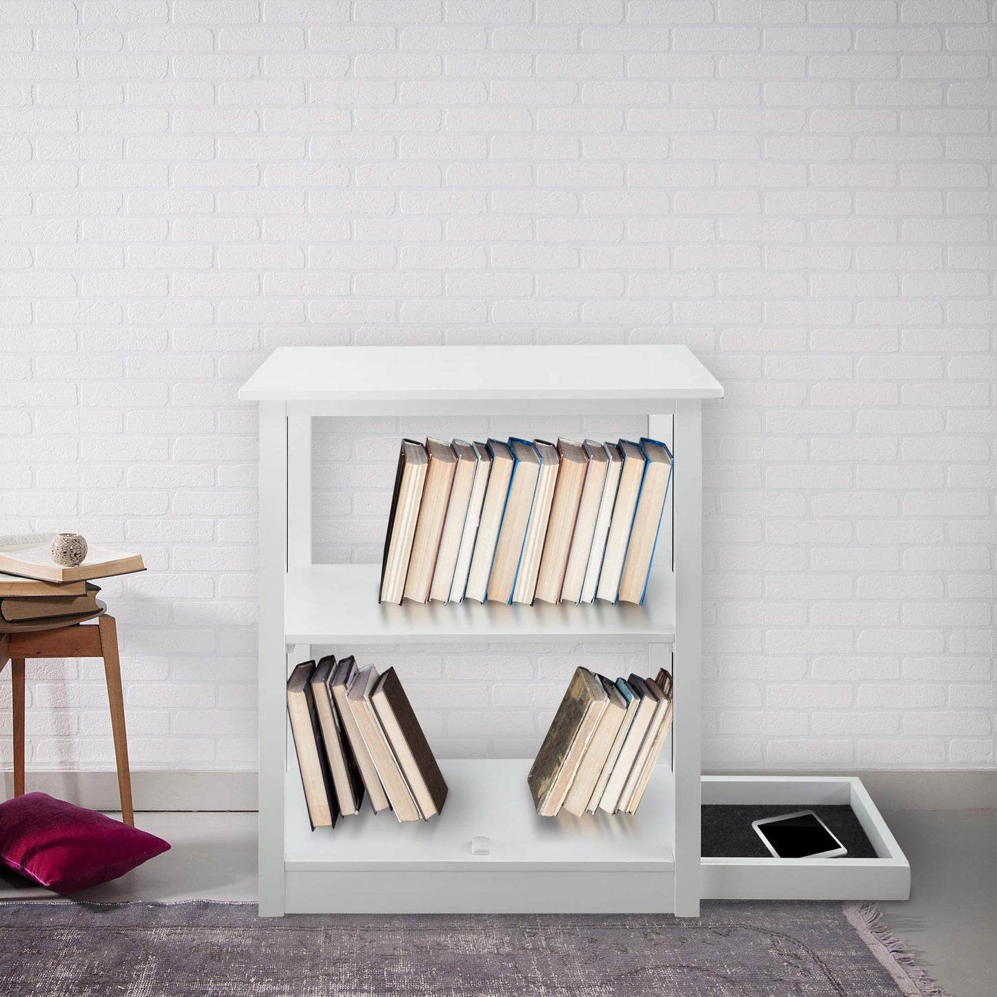 Casual Home Adams Bookcase with Concealed Sliding Track, Concealment Furniture