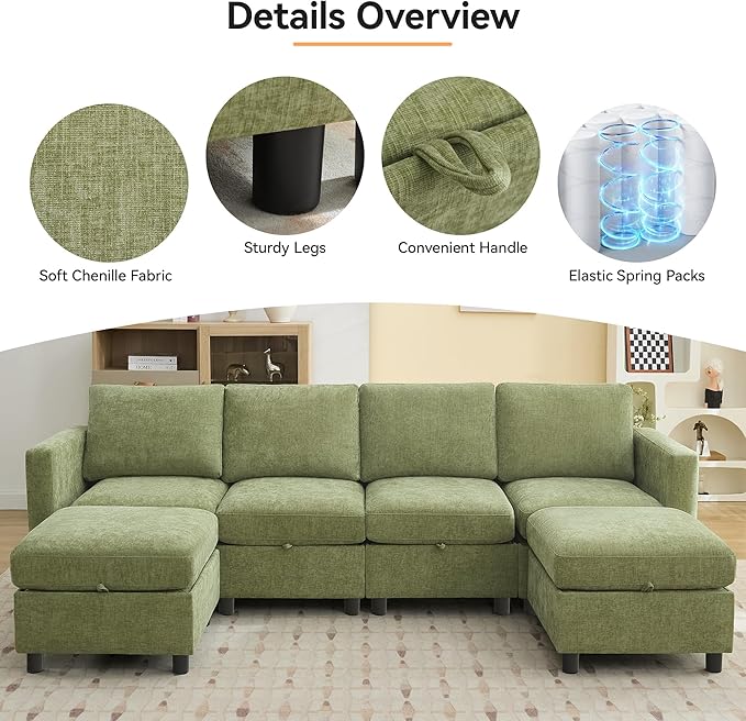WUTUTUEE 58”Modular Sectional Loveseat Sofa, Modern Love Seat 2 Seater Sofa
