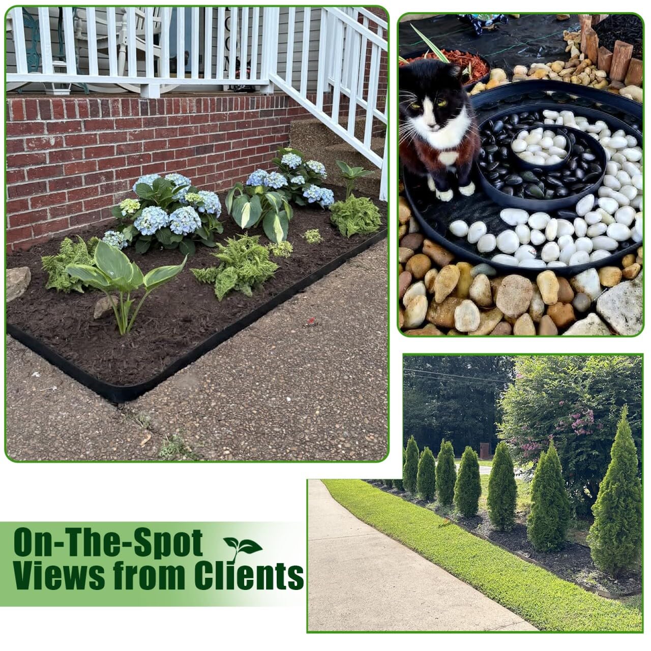 A ANLEOLIFE 20FT Plastic Landscape Edging, 2" Tall No-Dig Black Garden Border with 24 Spikes, Heavy-Duty Flexible Lawn Coil, Grass Barrier & Easy Install
