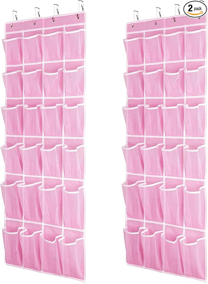 SAVERHO 2 Pack Hanging Shoe Organizer，Over Door Shoe Organizer