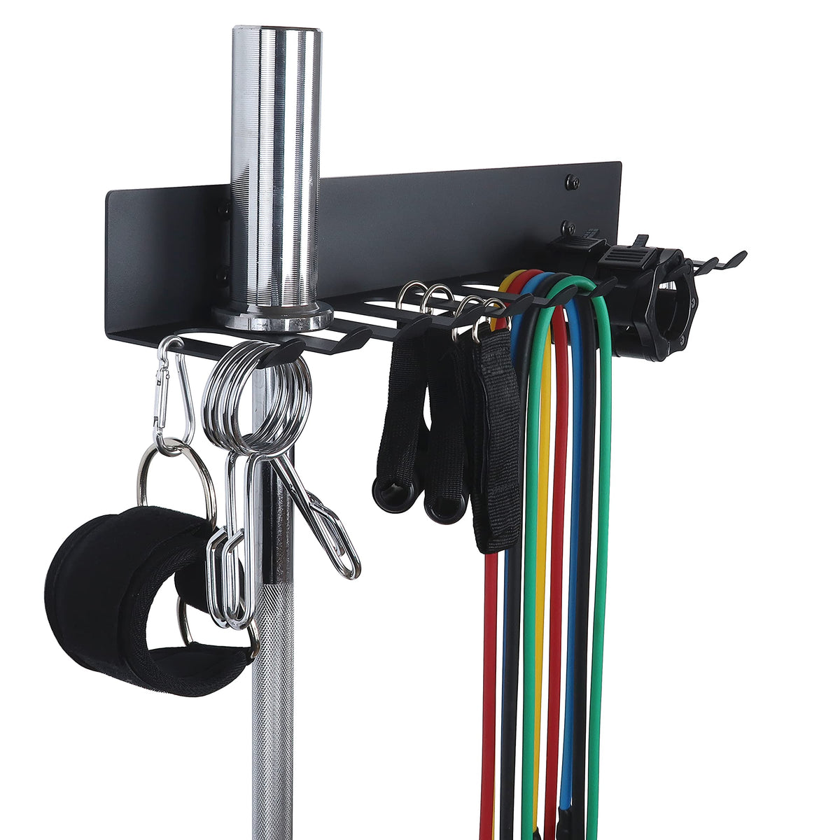 Topsair Gym Storage Rack Resistance Band Rack Wall Mount Barbell Rack Heavy Duty Home Gym Storage Rack for Gym Equipment, Exercise Bands, Lifting Belts and Jump Ropes, Gym Accessories (11 prongs)